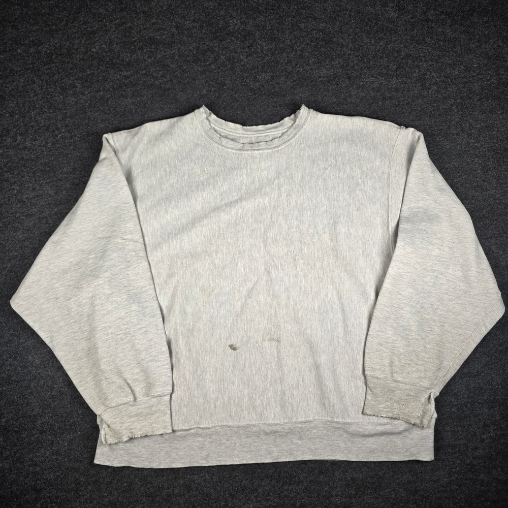 Vtg Champion Men's Gray Reverse Weave Crewneck Sweatshirt Thrashed Size XXL